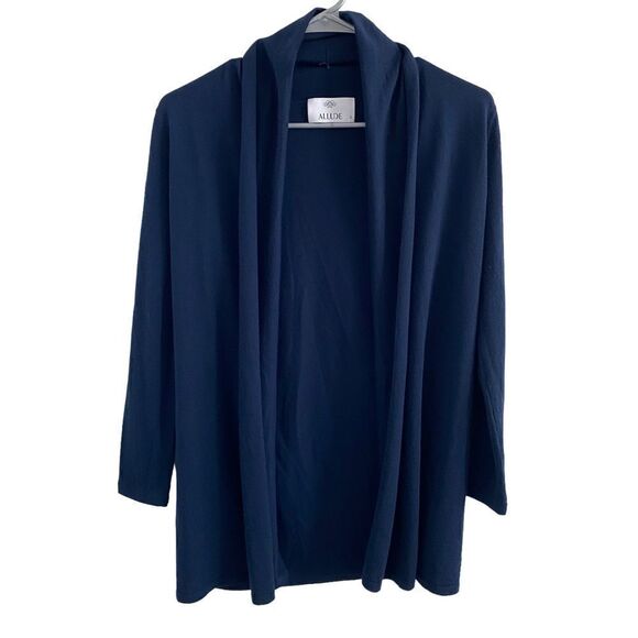 Allude Open‎ Front Lightweight Cardigan 100% Wool Navy Blue Women’s XS - Picture 1 of 6